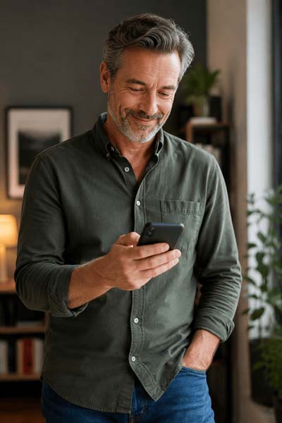 Mann Smartphone Geldanlage